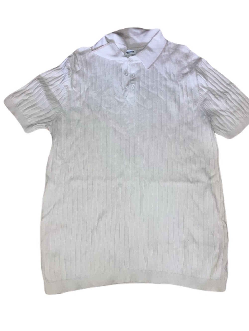Sonoma White Short-Sleeve Ribbed Polo Shirt